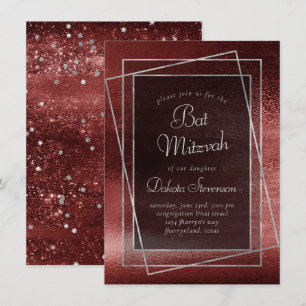 Glitzy Foil   Henna Crimson Red Pub eller Bat mitz Inbjudningar