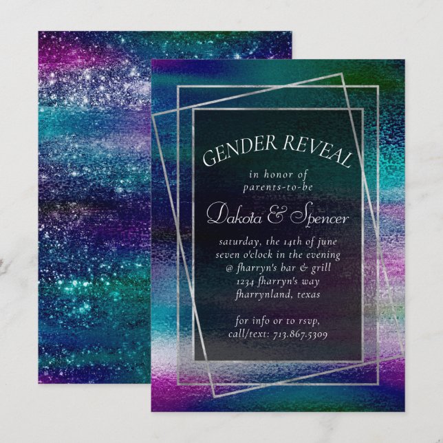 Glitzy Foil | Holografisk isoridescent Ombre Showe Inbjudningar (Fram/baksida)