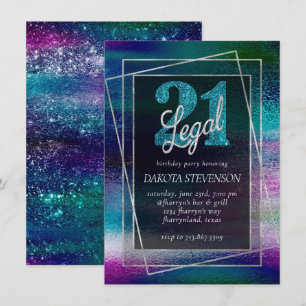 Glitzy Foil Holografisk Mörk Ombre 21 och Legal Inbjudningar