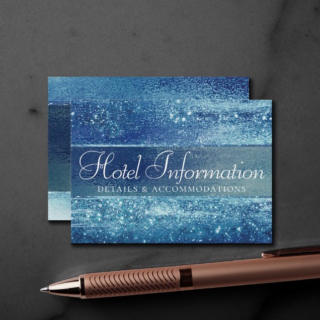 Glitzy Foil | Ice Blue Faux Iridescent Hotel Info Tilläggskort (Skapare uppladdad)
