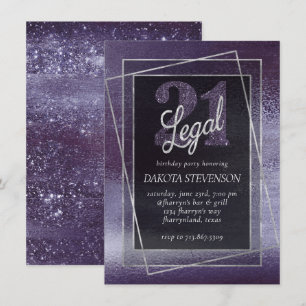 Glitzy Foil Indigo Midnight Lila 21 och Legal Inbjudningar