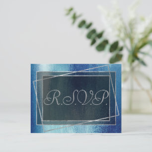 Glitzy Foil Iridescent OSA av isblå faux-skorpa Inbjudan Vykort