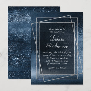 Glitzy Foil Metallic Bröllop Inbjudningar
