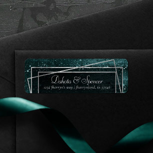 Glitzy Foil Midnight Teal Faux Metallic Adress Returadress Etikett