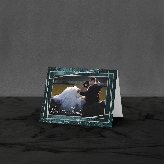 Glitzy Foil | Midnight Teal Faux Metallic Photo Tack Kort (Skapare uppladdad)