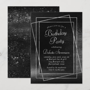 Glitzy Foil Platinum Silver Faux Chrome Shimmer Inbjudningar