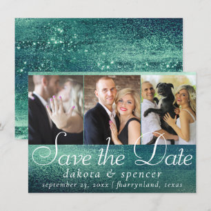 Glitzy Foil   Seafoam Grönt Aqua Gnistra 3 Photo Spara Datumet