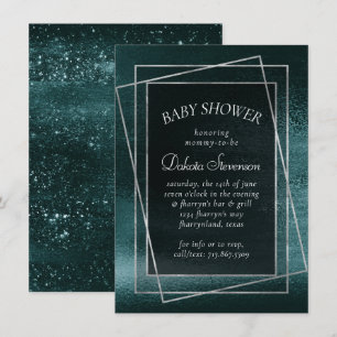 Glitzy Foil Seafoam Grönt Faux Iridescent Shower Inbjudningar
