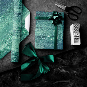 Glitzy Foil Seafoam Iridescent Grönt Faux Shine Presentpapper