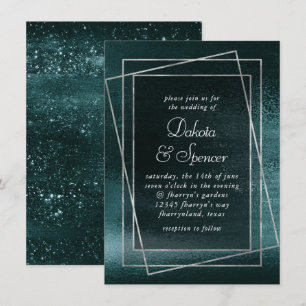 Glitzy Foil Shamrock Grönt Faux Metallic Bröllop Inbjudningar