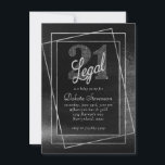 Glitzy Foil | Silver Platinum Shimmer 21 och Legal Inbjudningar<br><div class="desc">Rik, mörk och sofistikerad palett i moderna höggradiga skuggor av ett faux metallic glitter ombre struktur på en passande monokrom bakgrund. Den här vattenfärgeffekten är perfekt för ett tema för chic och elegant. Utformningen har en textmall för hela anpassadet och en blandad övertoning som lägger till perfekten för färg och...</div>