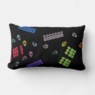Glitzy gems rhinestone bright abstrakt Black Lumbarkudde