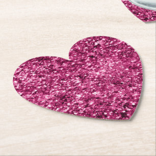 Glitzy Girly Rosa Glitter Birthday Underlägg Papper