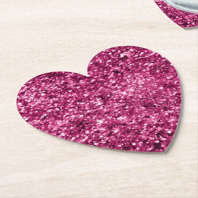 Glitzy Girly Rosa Glitter Birthday Underlägg Papper (Vinklad)