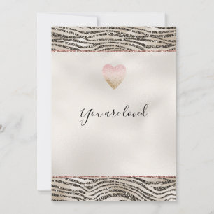 Glitzy Glam Khaki Brown Glitter Zebra tryck Anteckningskort