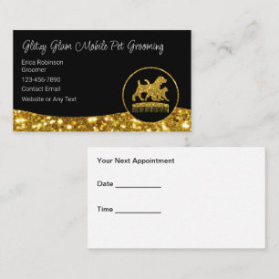 Glitzy Glam Mobile Pet Grooming Möte Visitkort