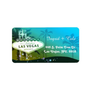 Glitzy Glamous Las Vegas Bröllop Adress Adressetikett
