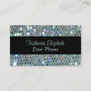 Glitzy Glamous Sparkly Glittery Silver Bling Visitkort