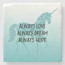 Glitzy Glitter Aqua Inspirational Unicorn Stenunderlägg