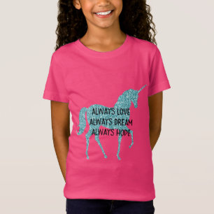 Glitzy Glitter Aqua Unicorn - inspirationcitat T Shirt