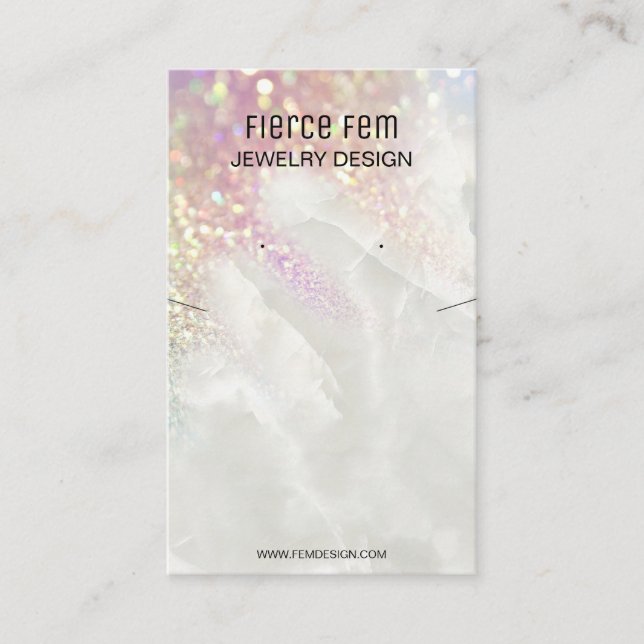 Glitzy Glitter Necklace and Earring Visning Card Visitkort (Framsida)