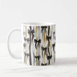 Glitzy Gold Silver Black Ribbons Bows Kaffemugg
