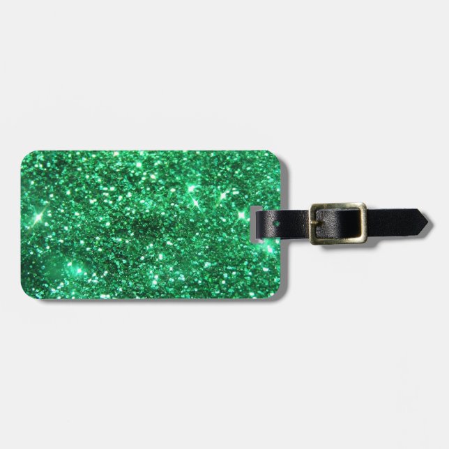 Glitzy grönt glitter bagagebricka (Horisontell Framsida)