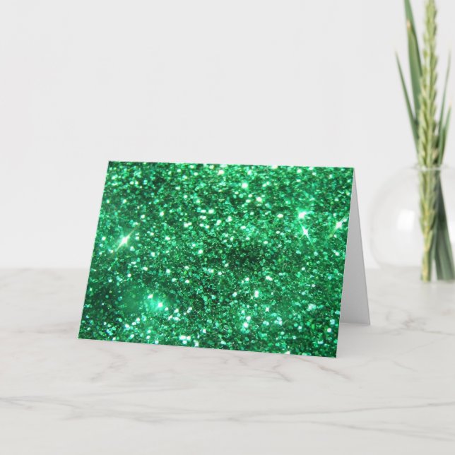 Glitzy Grönt Glitter Kort (Framsida)