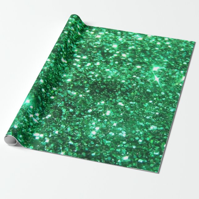 Glitzy Grönt Glitter Presentpapper (Utrullad)