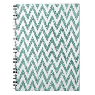 Glitzy Grönt White Chevron Rand Anteckningsbok