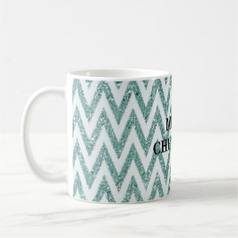 Glitzy Grönt White Chevron Rand jul Kaffemugg