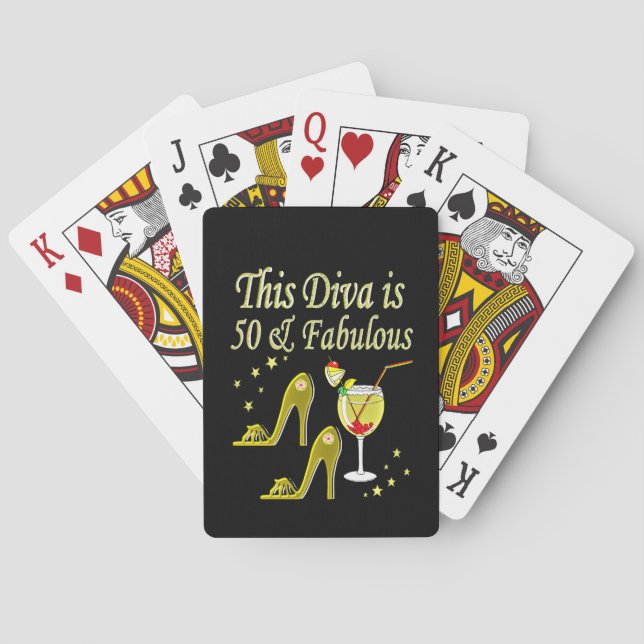 GLITZY GULD 50:E BIRTHDAY DESIGN CASINOKORT (Baksidan)