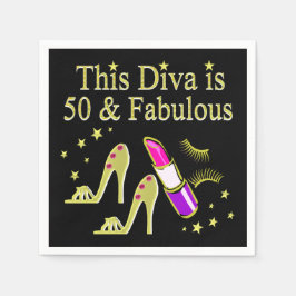 GLITZY GULD 50:E BIRTHDAY DIVA DESIGN PAPPERSSERVETT