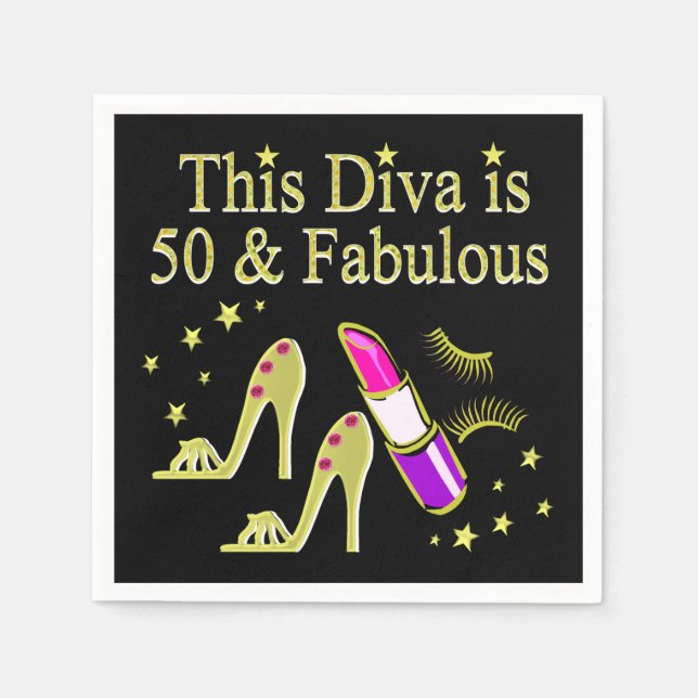 GLITZY GULD 50:E BIRTHDAY DIVA DESIGN PAPPERSSERVETT (Framsidan)