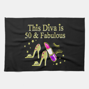 GLITZY GULD 50:E BIRTHDAY DIVA-UTFORMNING KÖKSHANDDUK