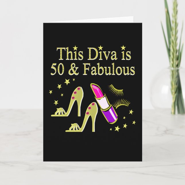 GLITZY GULD 50:E BIRTHDAY DIVA-UTFORMNING KORT (Framsida)