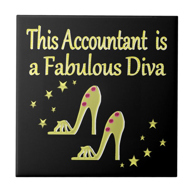 GLITZY GULD ACCOUNTANT DIVA DESIGN KAKELPLATTA (Framsidan)