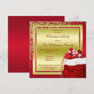 Glitzy Guld Confetti & Santa's Gips jul Inbjudningar