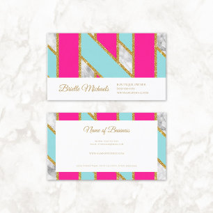 Glitzy Guld Glitter Rosa Blue Rand och Marble Visitkort
