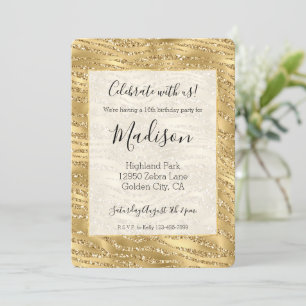 Glitzy Guld Glitter Zebra tryck Inbjudningar