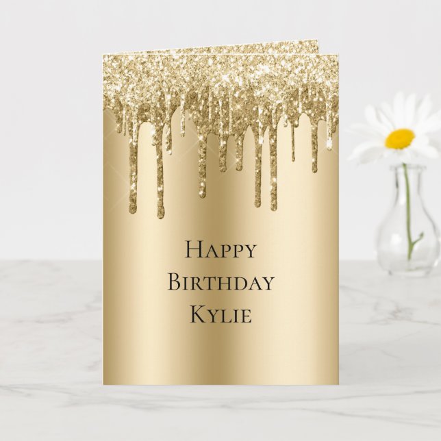 Glitzy Guld Gnistra Glitter Drives Birthday Kort (Liten växt)