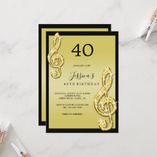 Glitzy Guld Musik noter Birthday Inbjudningar