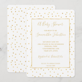 Glitzy Guld och White Confetti Baby Shower Inbjudningar