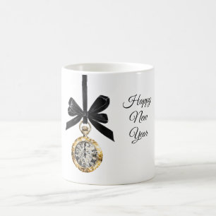 Glitzy Guld Silver Nyår Midnatt Timme Kaffemugg