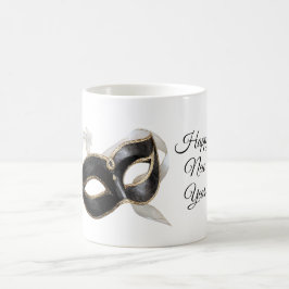 Glitzy Guld Silver Nyår Svart Mask Kaffemugg