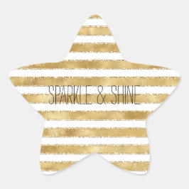 Glitzy Guld White Glam Glitter Rand Stjärnformat Klistermärke