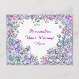 Glitzy Heart Gems Personligt Meddelande Vykort