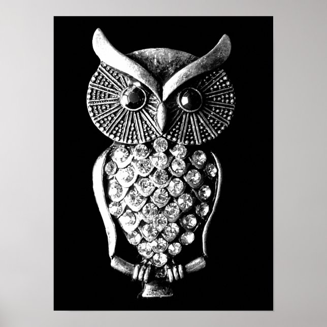 Glitzy Jeweled Metall Uggla Poster (Framsidan)