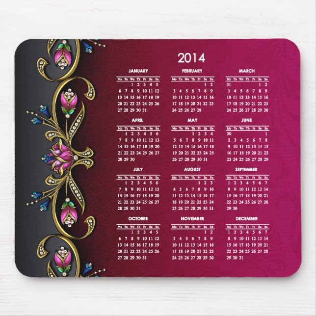 Glitzy kalender för dam 2014 musmatta (Framsidan)