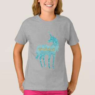 Glitzy Lila Lilac Mint Aqua Gnistra Unicorn T Shirt